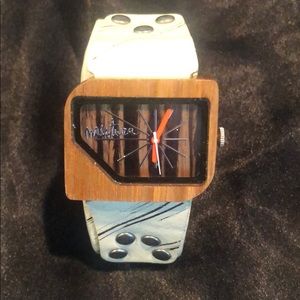 Wood Faced Mistura Watch W/ Leather Band